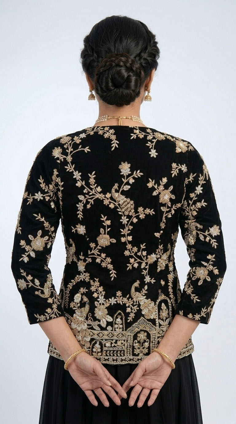 BLACK JACKET SHARARA SUIT SET