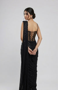BLACK CORSET READY TO WEAR SAREE SET