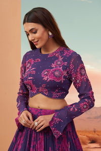 Purple Floral Printed Party Wear Lehenga Choli