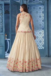 CREAM MIRROR EMBROIDERED LEHENGA CHOLI
