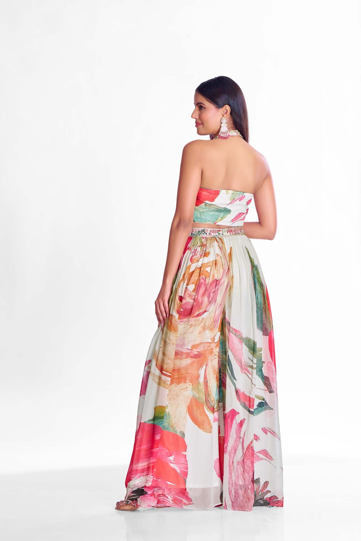 MULTICOLORED MIRROR EMBROIDERED SHARARA SET WITH DUPATTA