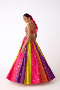 MULTICOLOR MIRROR EMBROIDERED LEHENGA SET
