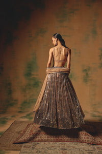 ROSE GOLD SEQUINS EMBROIDERED LEHENGA SET | Nishly Fashion House