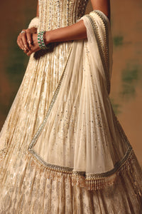 IVORY SEQUINS EMBROIDERED CORSET LEHENGA SET | Nishly Fashion House
