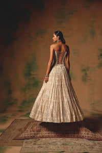 IVORY SEQUINS EMBROIDERED CORSET LEHENGA SET | Nishly Fashion House