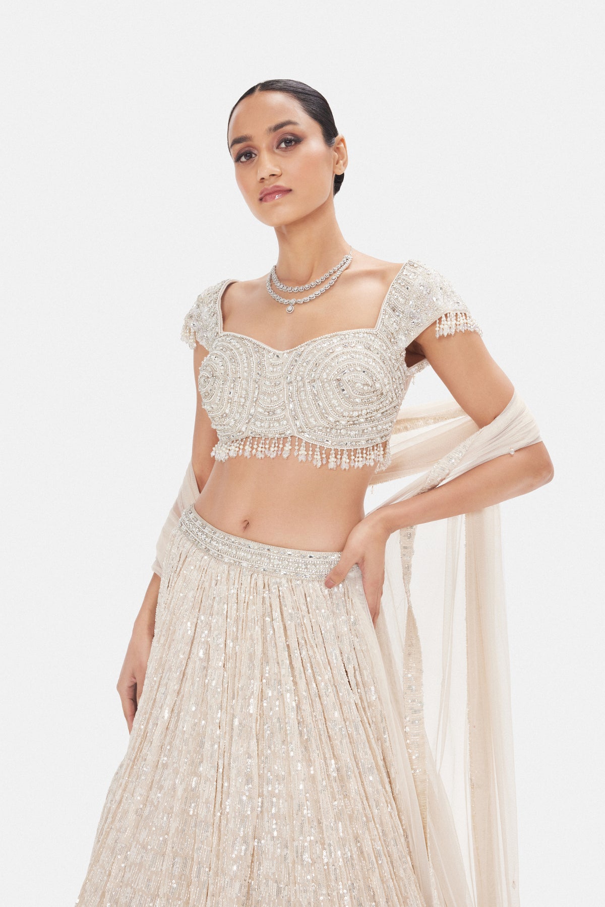 IVORY EMBROIDERED LEHENGA CHOLI