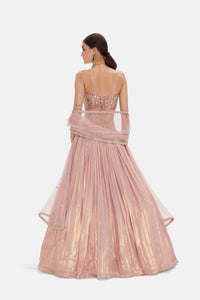 PASTEL PINK MIRROR EMBROIDERED LEHENGA SET