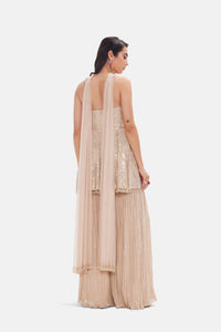 BEIGE SEQUINS EMBROIDERED SHARARA SET