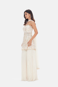 IVORY SEQUINS EMBROIDERED SHARARA SET