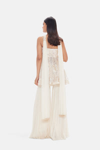 IVORY SEQUINS EMBROIDERED SHARARA SET