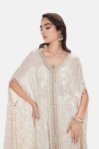 IVORY SEQUINS EMBROIDERED KAFTAN SET