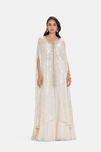 IVORY SEQUINS EMBROIDERED KAFTAN SET