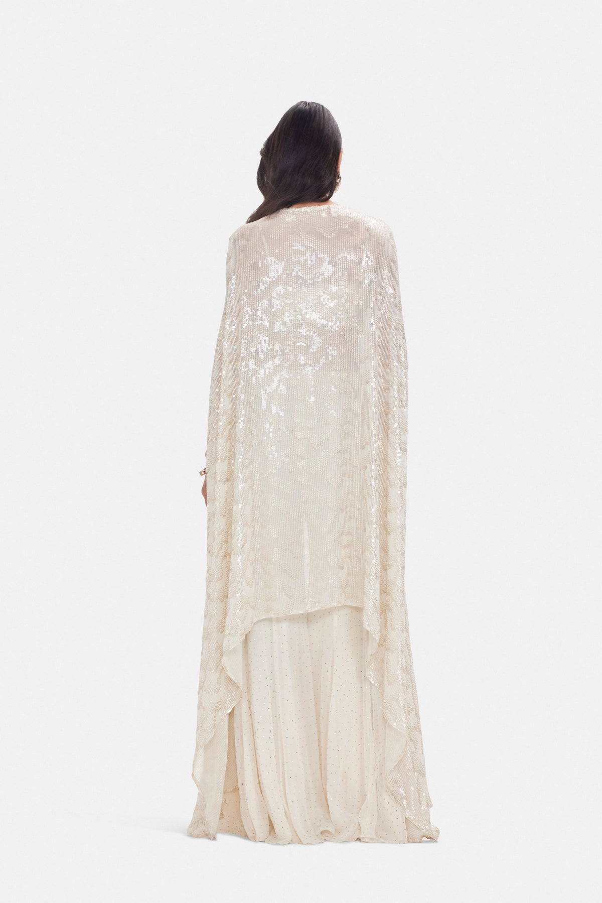 IVORY SEQUINS EMBROIDERED KAFTAN SET