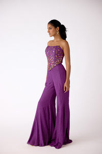 PURPLE CHINON EMBROIDERED CORSET SHARARA SET | Nishly Fashion House