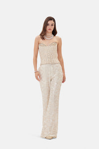 IVORY CORSET SET WITH INTRICATE EMBROIDERY