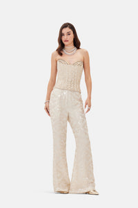 IVORY CORSET SET WITH INTRICATE EMBROIDERY