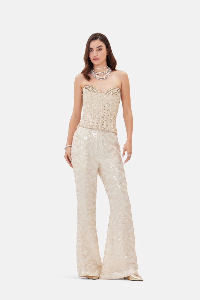 IVORY CORSET SET WITH INTRICATE EMBROIDERY