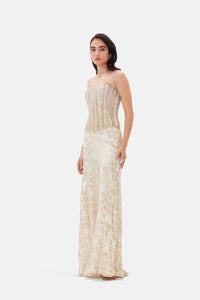 HAND EMBROIDERED IVORY BLING CORSET SHARARA SET
