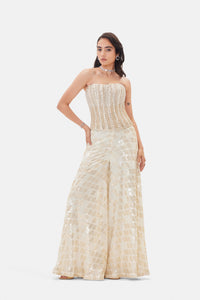 HAND EMBROIDERED IVORY BLING CORSET SHARARA SET