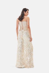 HAND EMBROIDERED IVORY BLING CORSET SHARARA SET