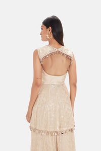 BEIGE SHARARA SET WITH INTRICATE EMBROIDERY