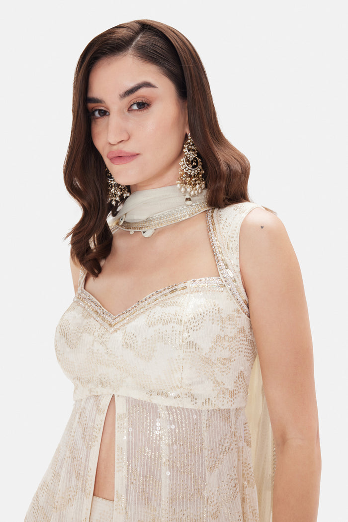 IVORY SHARARA SET WITH INTRICATE EMBROIDERY