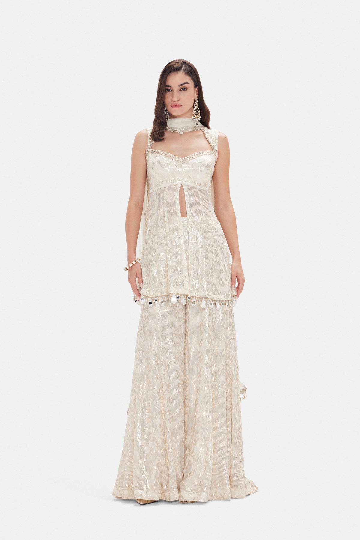 IVORY SHARARA SET WITH INTRICATE EMBROIDERY