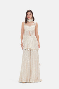 IVORY SHARARA SET WITH INTRICATE EMBROIDERY