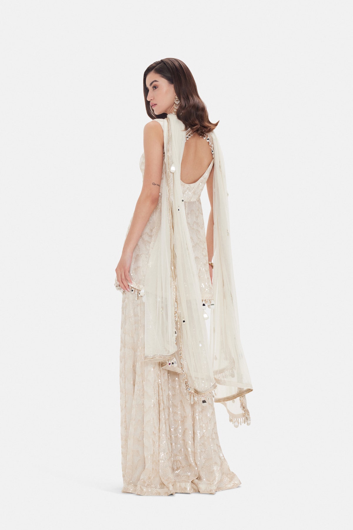 IVORY SHARARA SET WITH INTRICATE EMBROIDERY
