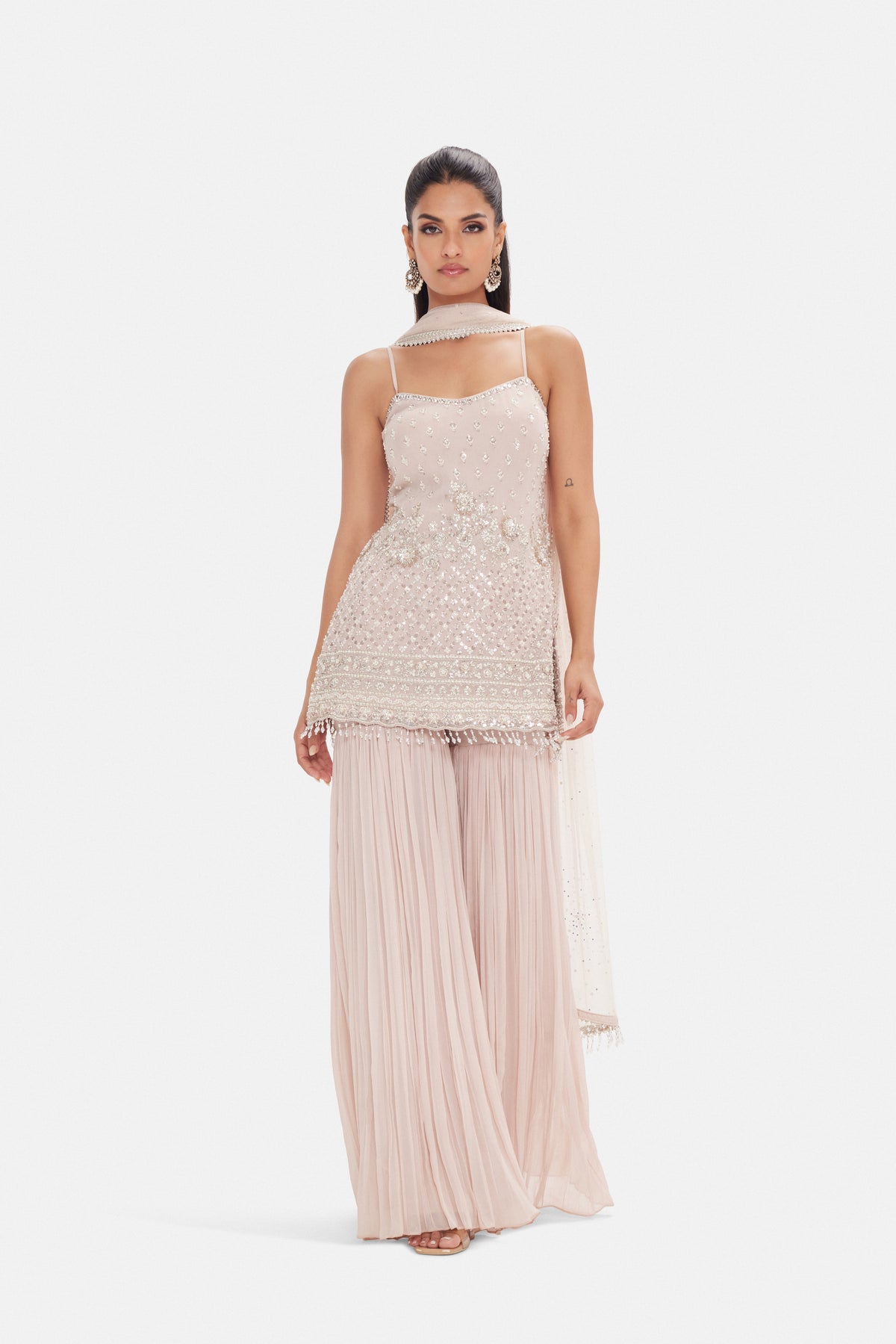 PINK SEQUINS EMBROIDERED SHARARA SET