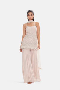 PINK SEQUINS EMBROIDERED SHARARA SET