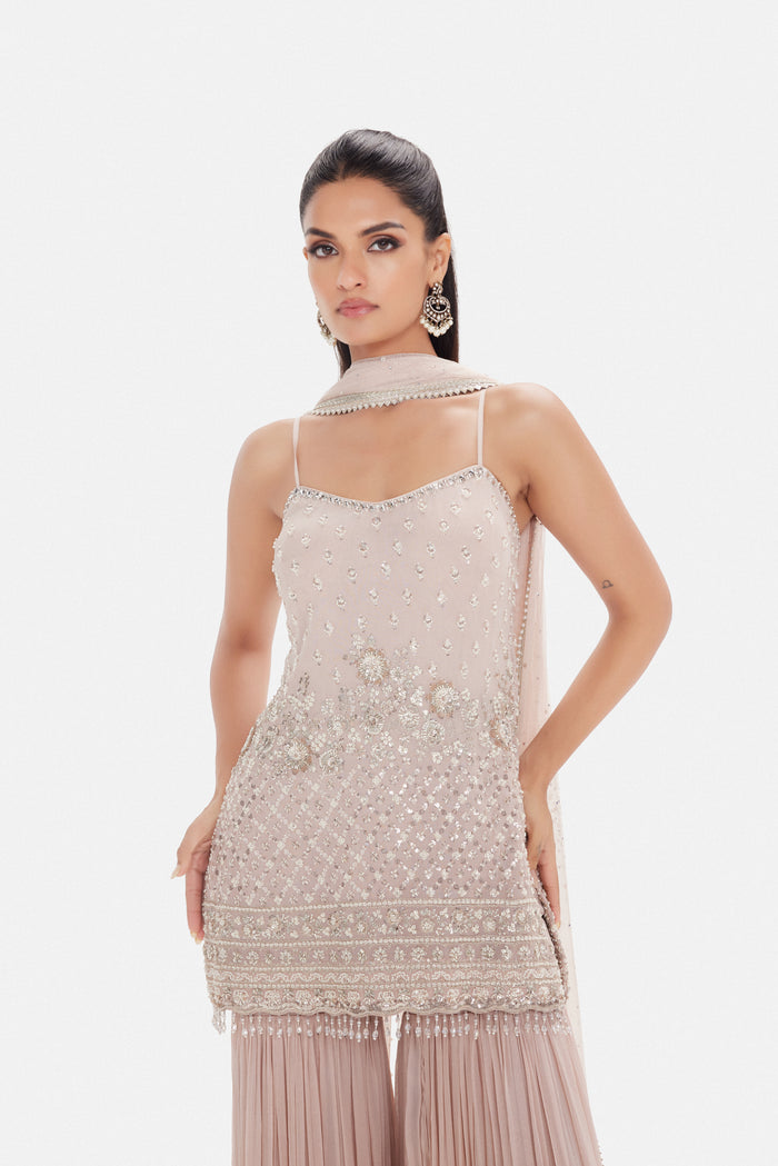 PINK SEQUINS EMBROIDERED SHARARA SET