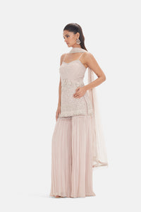 PINK SEQUINS EMBROIDERED SHARARA SET