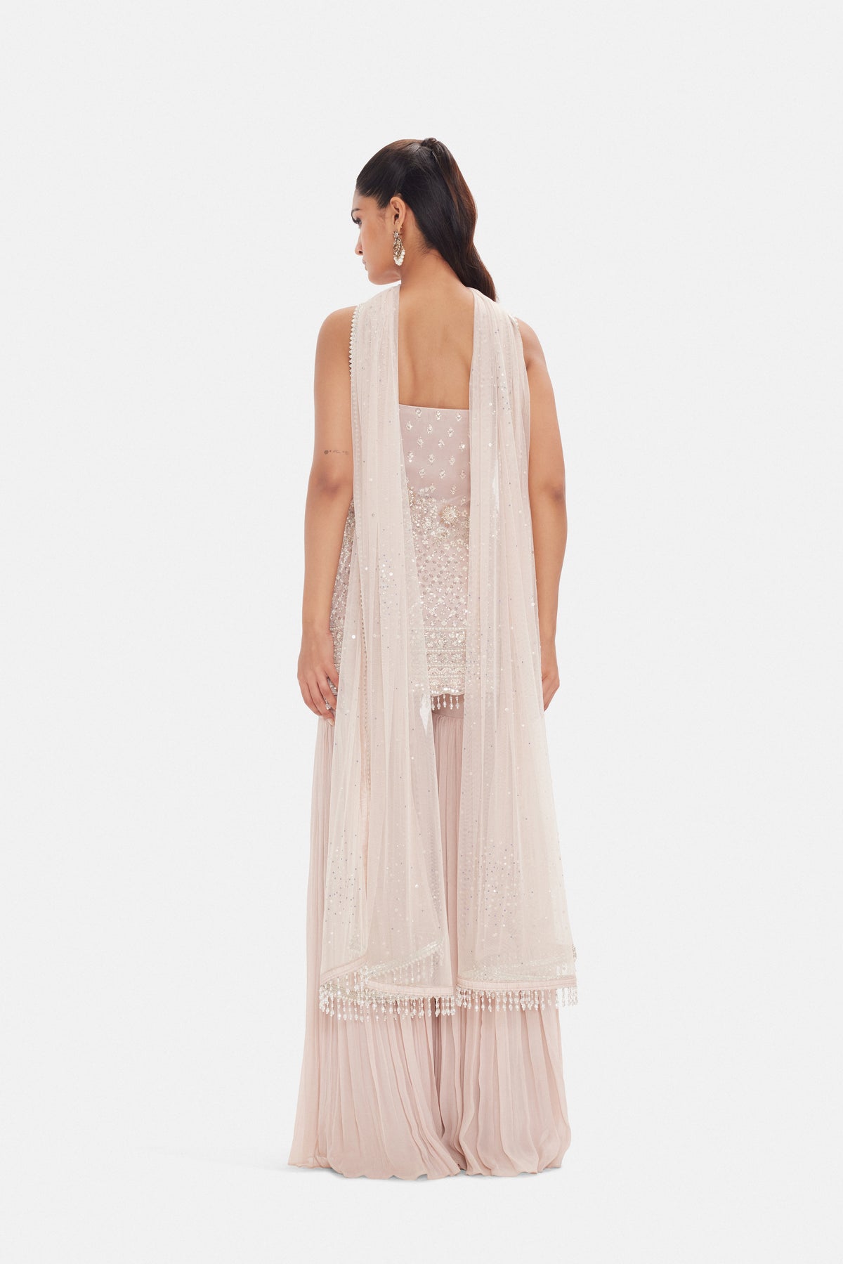 PINK SEQUINS EMBROIDERED SHARARA SET