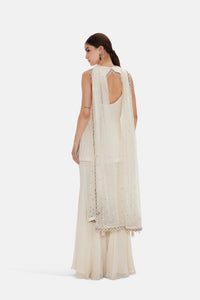 CONTEMPORARY IVORY EMBROIDERED FLARED SHARARA SET