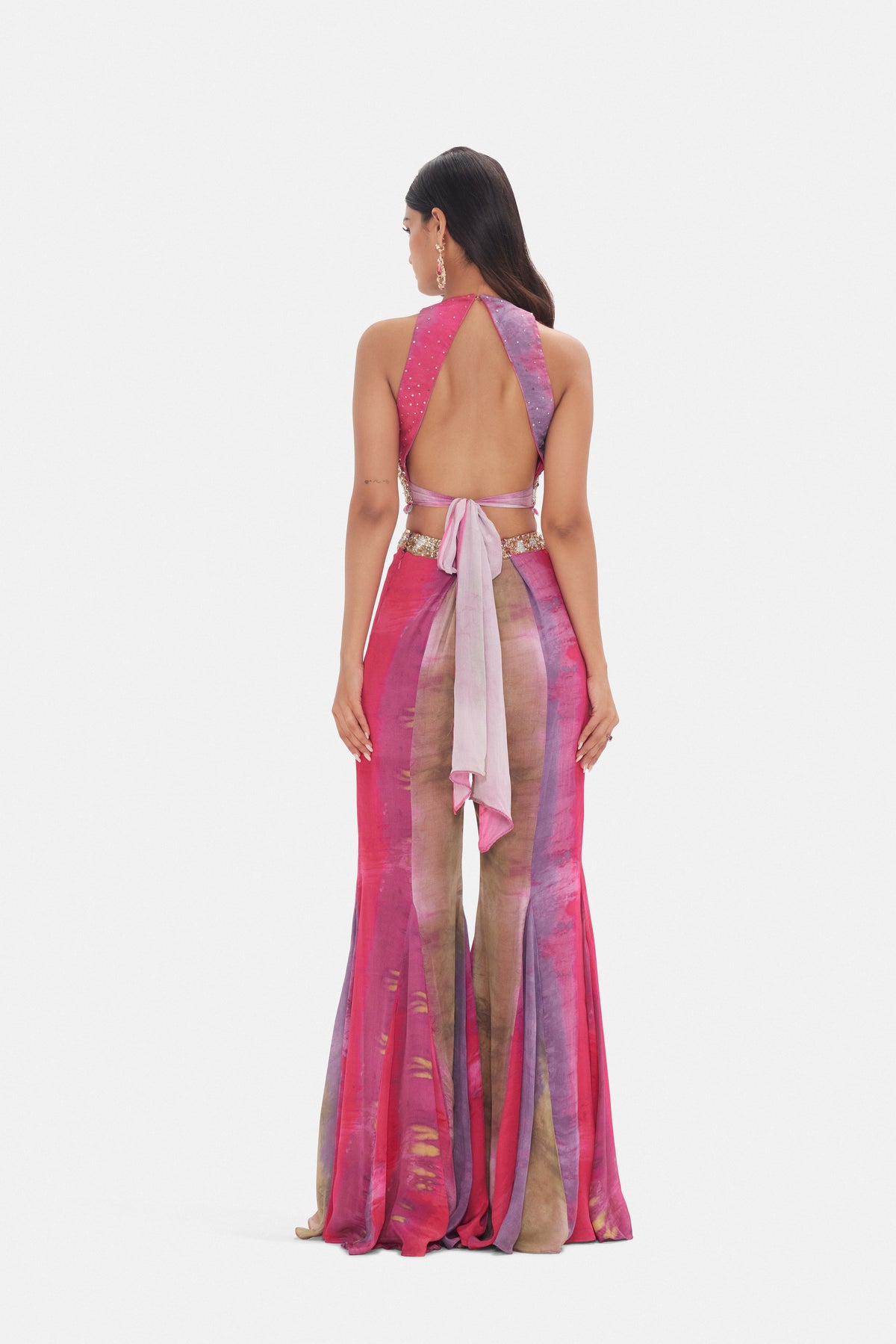 INTRICATELY EMBROIDERED HALTER NECK MULTICOLOR SHARARA SUIT