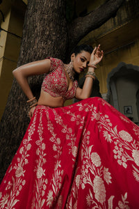 RANI BANARASI SILK LEHENGA SET WITH ZARI EMBROIDERY