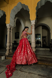 RANI BANARASI SILK LEHENGA SET WITH ZARI EMBROIDERY