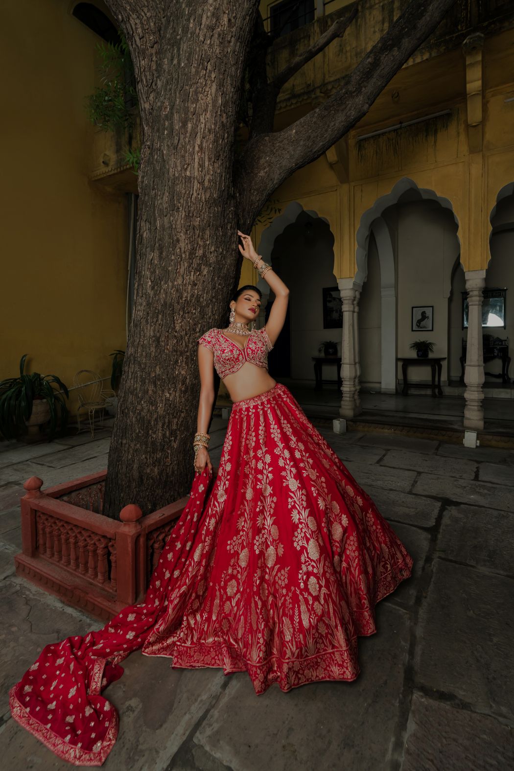 RANI BANARASI SILK LEHENGA SET WITH ZARI EMBROIDERY