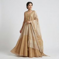 GOLD TISSUE SILK EMBROIDERED LEHENGA SET
