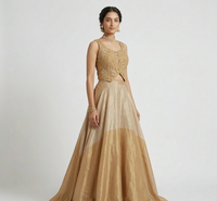 GOLD TISSUE SILK EMBROIDERED LEHENGA SET