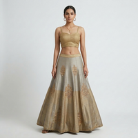 METALLIC GOLD TISSUE SILK BLAZER LEHENGA SET