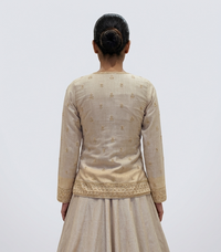 BROWN TISSUE ZARDOSI EMBROIDERED LEHENGA SET