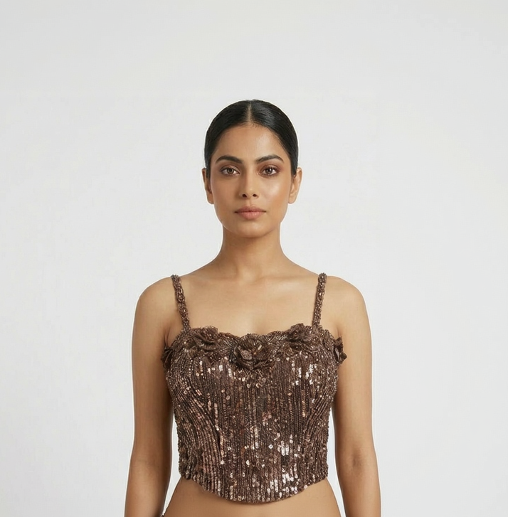 GOLD SHIMMER CORSET PRE DRAPED SAREE