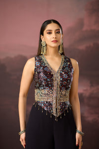 BLACK SEQUINS EMBROIDERED PRINTED SHARARA SET | Nishly Fashion House