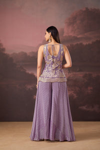 LILAC BANARASI EMBROIDERED TISSUE SILK SHARARA SET | Nishly Fashion House