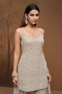 Ace Lucknowi embroidered georgette sharara set with intricate embroidery for wedding celebrations