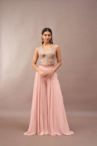 PINK HALTER NECK CORSET SHARARA SET | Nishly Fashion House