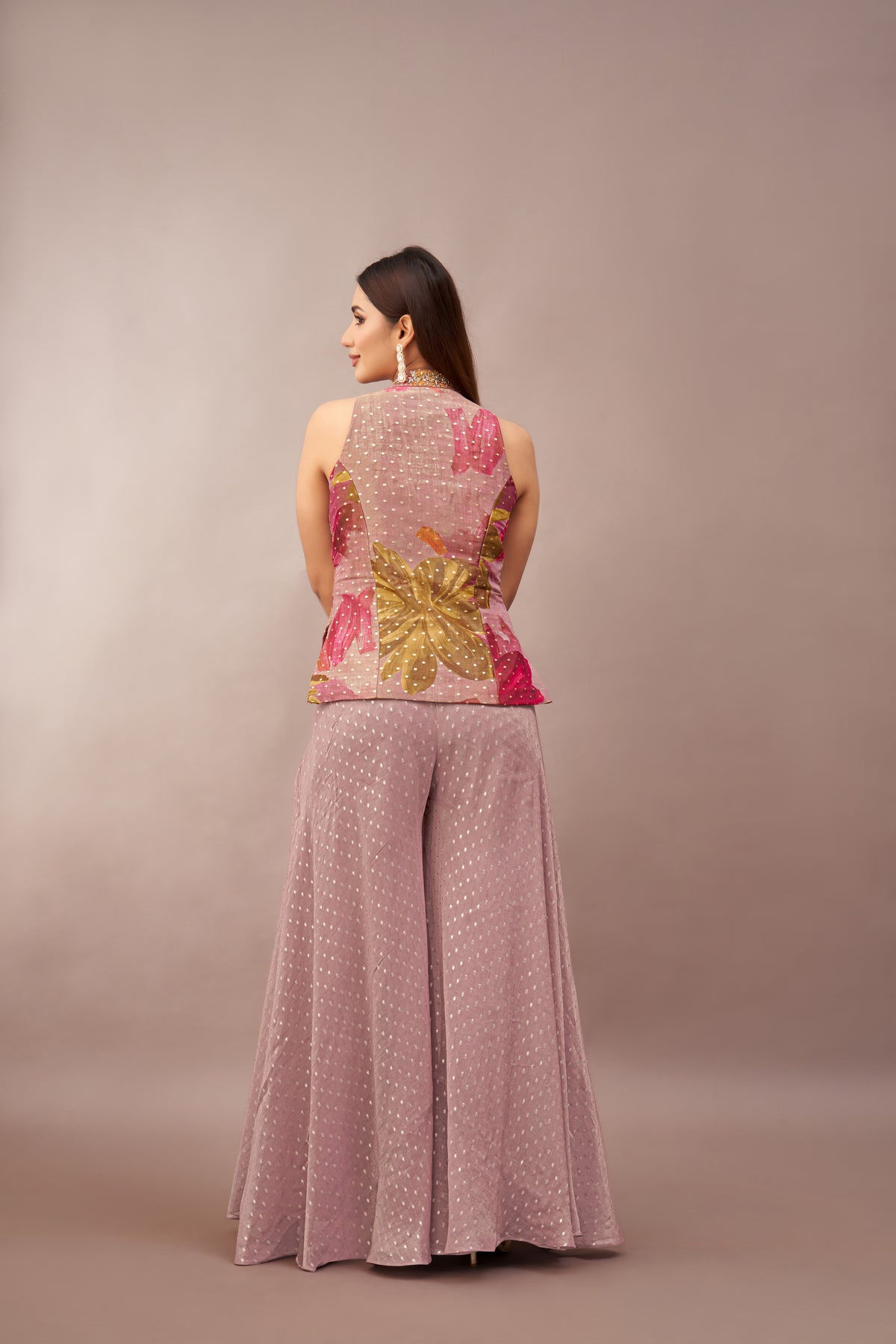 LAVENDER TISSUE SILK EMBROIDERED SHARARA SET