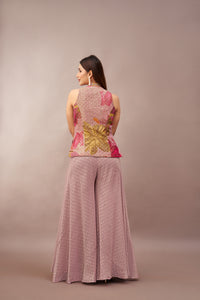 LAVENDER TISSUE SILK EMBROIDERED SHARARA SET